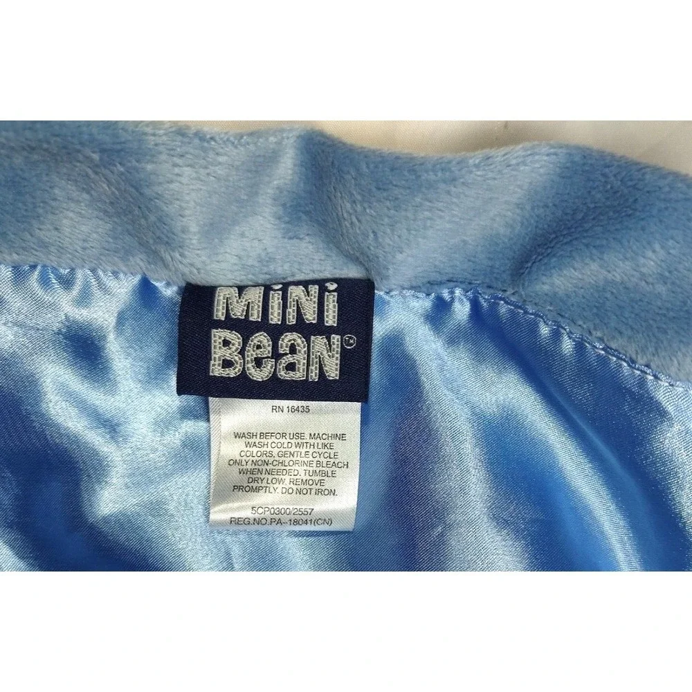 Mini Bean Blue Bear Security Blanket Adorable Baby Lovey Satin 12